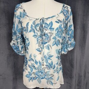 Nougat London Silk Sheer Embroidered Floral Whimsical Fairycore Boho Blouse 4